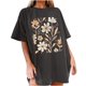 thumbnail image 1 of Faldas Cortas para Mujeres, Impresión de Flores Casual Oversized Camiseta de Manga Corta Top Hecho de 95% Poliéster 5% Spandex para Primavera Verano, Falda Corta de Verano, 1 of 7