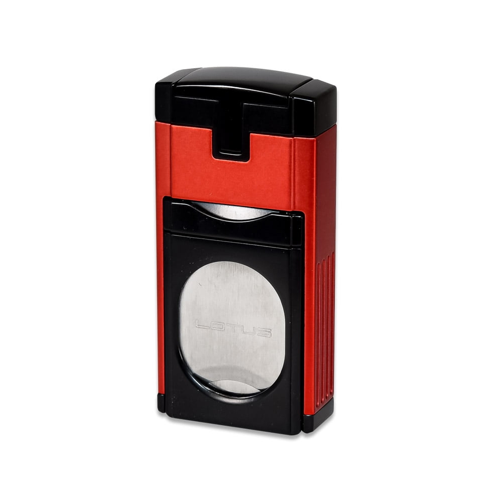 Lotus Duke Triple Torch Lighter with Cutter Red and Black
