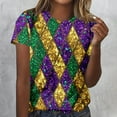 thumbnail image 6 of Gamivast Women Carnival Shirt Cute Mask Graphic Short Sleeve Holiday Pullover Dressy Crewneck Happy Mardi Gras Day T-Shirt Carnival Party Outfits 2026, 6 of 6