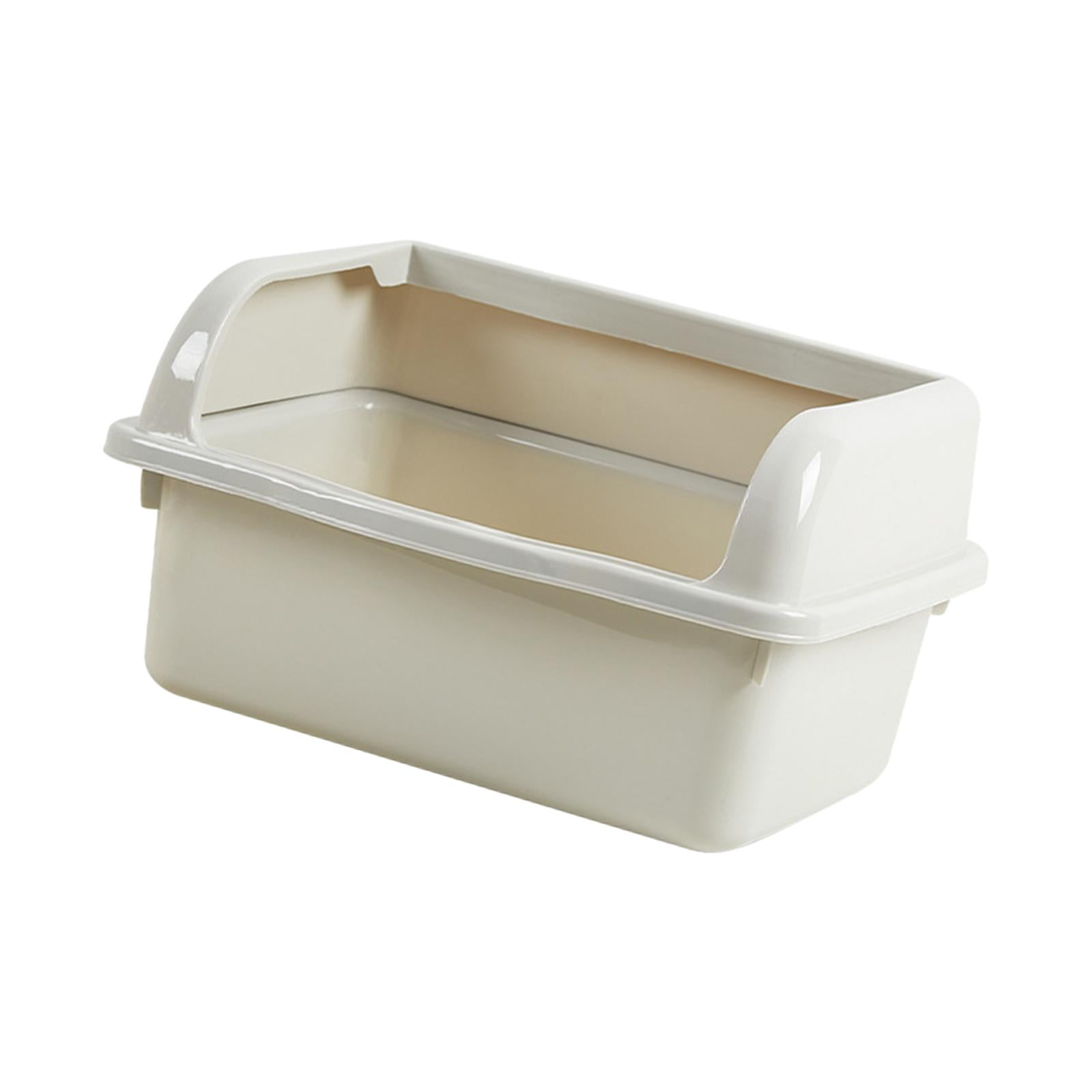 Open Top Pet Litter Tray with High Sides Cat Litter Box Reusable Large Space Large White