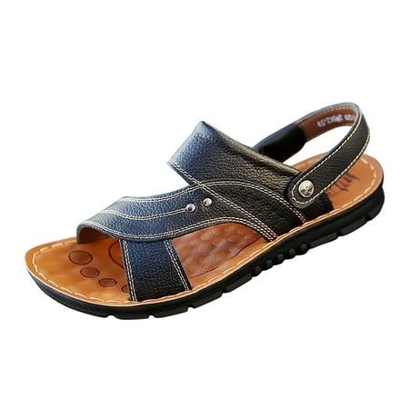 XDDST Mens Comfortable Dress Shoes Male Summer Comfort Middle Aged Slippers Sandals Dual Use Shoes