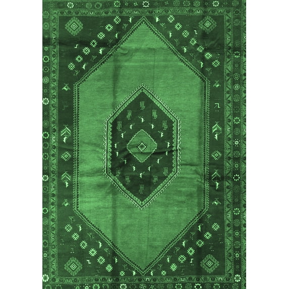 Ahgly Company Indoor Rectangle Medallion Emerald Green Traditional Area Rugs, 2' x 3'