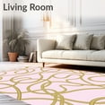 thumbnail image 2 of ODIKA 4'x6' Machine Washable Non-Slip Area Rug, Flow Featuring Interlocking Waveforms and Subdued Metallic Luster High Traffic Rug, Pink, 543929, 2 of 7