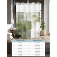 thumbnail image 6 of No Hook Cloth Fabric Shower Curtain with Snap in Liner, Sage Green Ombre Waterproof Shower Curtains Set with See Through Top Window, Vintage Shabby Abstract Plaid Art Bath Curtains Shower 36"x78", 6 of 6