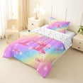 thumbnail image 2 of Manfei Pretty Rainbow Twin Comforter Sets,Pink Bownot Letter A Bedding Set,Colorful Stars Reversible,2 Pieces,1 Comforter and 1 Pillowcase, 2 of 7