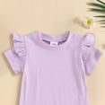 thumbnail image 4 of CAICJ98 Newborn Infant Baby Girl Ruffle Short Sleeve Romper Bodysuit Jumpsuit Casual Clothes Summer One Piece Solid Outfit (Purple,0-3 Months), 4 of 6