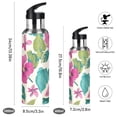 thumbnail image 2 of Watermelons Hibiscus Flowers Leaves Vintage Sports Bottle with Straw Stainless Steel Water Jug Portable Thermal Cup Leak-proof 600ML, 2 of 9
