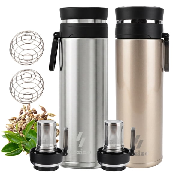 Ozizo Insulated Thermos Infuser for Loose Tea, 18 oz Insulated Stainless Steel Travel Thermos Mug