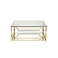 thumbnail image 6 of American Home Classic Edward Square Metal and Glass Coffee Table in Polish Gold, 6 of 11