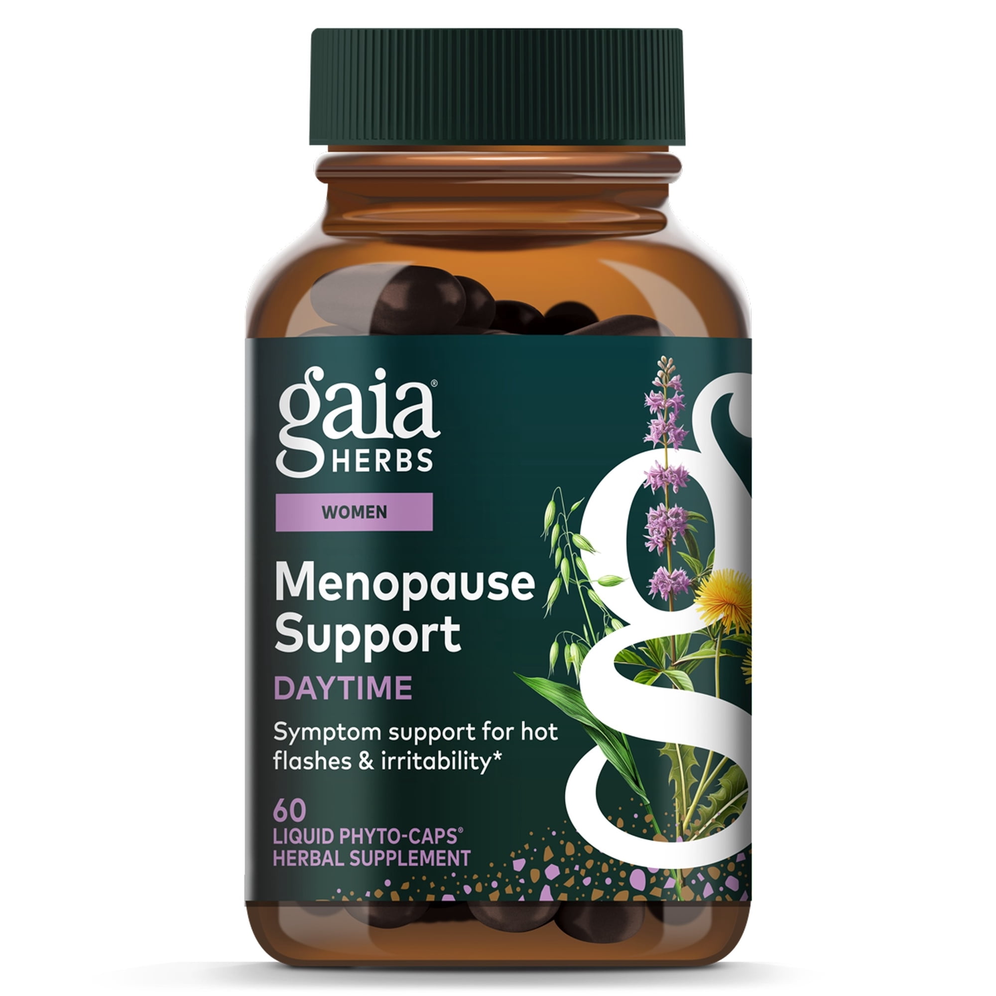 Gaia Herbs Menopause Support Daytime - Helps Support Hormone Balance & Well-Being for Women* - with Vitex, Black Cohosh, St. John's Wort & Oats - 60 Vegan Liquid Phyto-Caps (60 Servings)