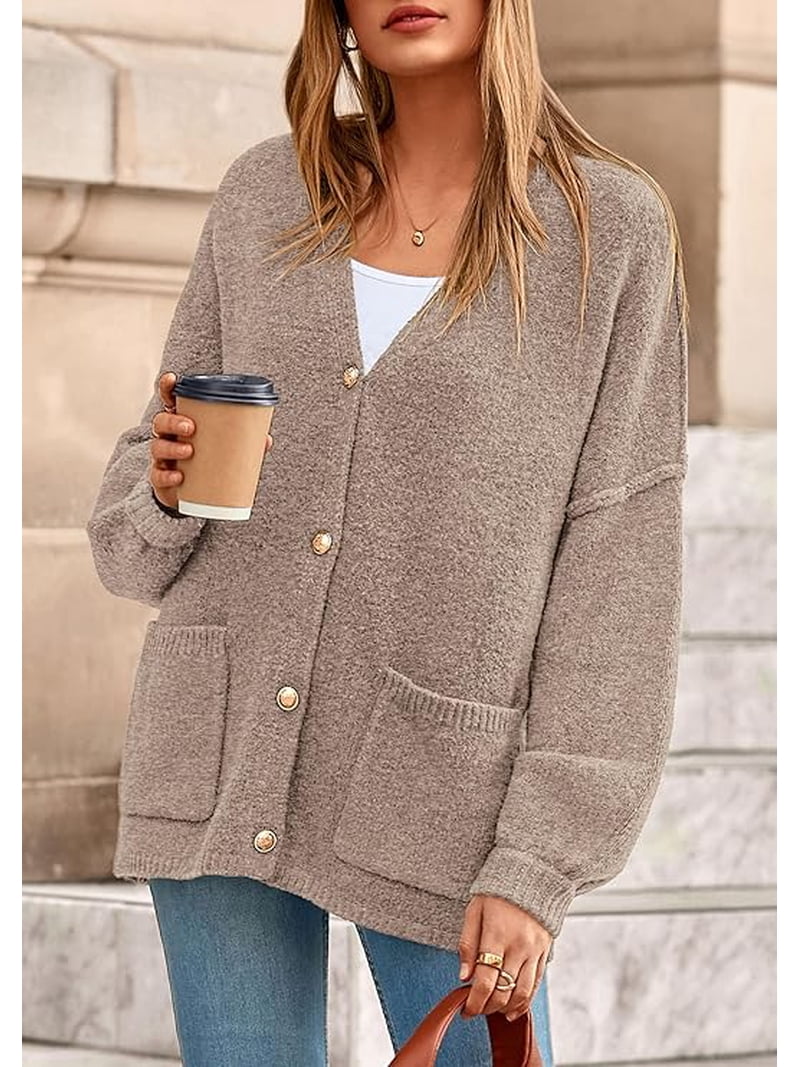 PRETTYGARDEN Fall Chunky Cardigan Sweaters for Women Button Long