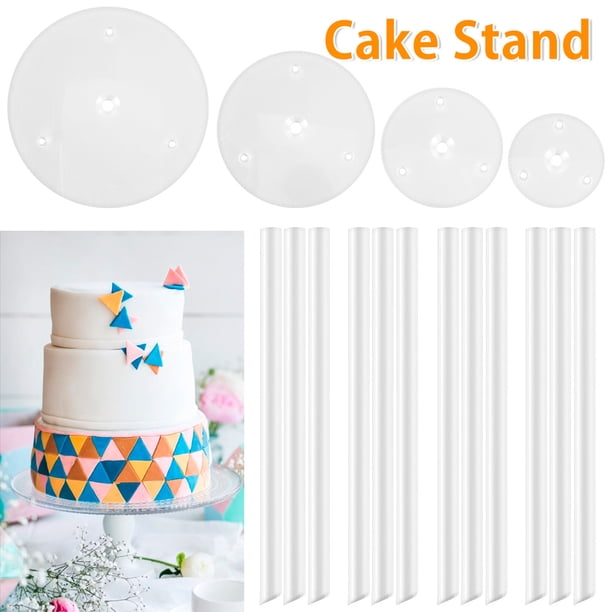 Soporte de pastel Torre de postre de varios niveles Soportes de plato de pastel reutilizables con 12 pilares de plástico Decoración 4/6/8/10 pulgadas Muyoka Hogar