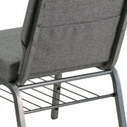 Flash Furniture Hercules Series 21W Upholstered Adult Church Chair with Book Rack, Gray