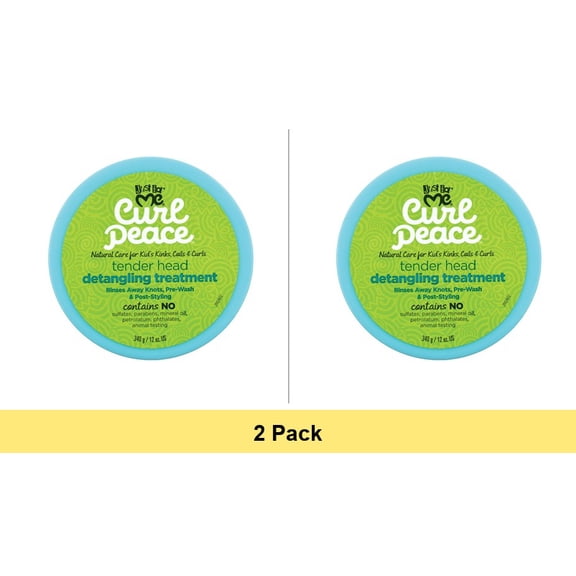 Just For Me Curl Peace Tenderhead Detangling Pre Shampoo Treatment 2-Pack - Wavy, Curly & Coily Hair with Marshmallow Root, Aloe Vera & Honey