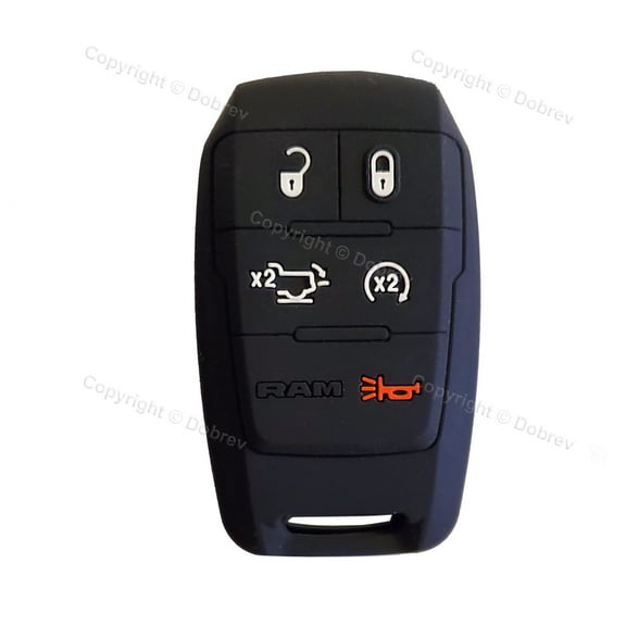 Dobrev 5 Button Silicone Rubber Cover Keyless Entry Fob Case Skin Protector Holder For Dodge Ram Truck 2019 2020 2021 2500 3500 5500 Key black