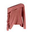 thumbnail image 4 of NMMUED Sweaters for Women Off the Shoulder Sweater Cable Knit Sweater Women Pullover Sweaters for Women Crochet Sweaters for Women, Coffee L, 4 of 6