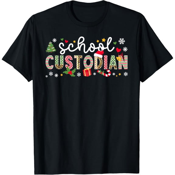 School Custodian Christmas School Janitor Xmas Party T-Shirt