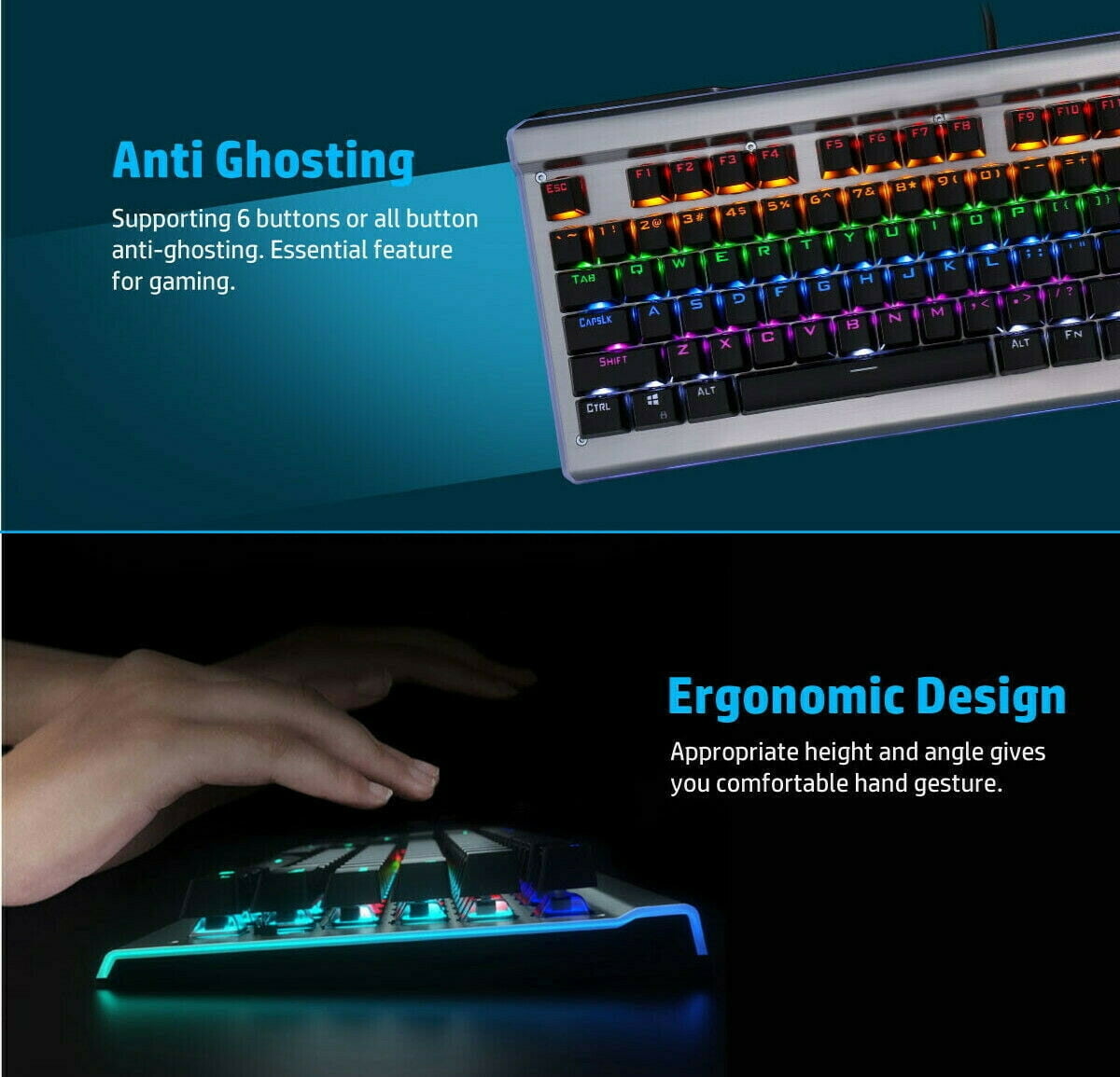 HP GK520 Wired Mechanical Gaming Keyboard, Backlit