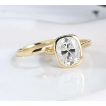 Jewelerix 1.30 CT Moissanite Diamond Engagement Ring 10K Plated Yellow Gold Band Cushion Cut Ring Wedding Ring