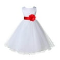 thumbnail image 3 of Ekidsbridal White Red Tulle Rattail Edge Flower Girl Dress Christening Formal Evening Gown for Photoshoots 829T S, 3 of 3