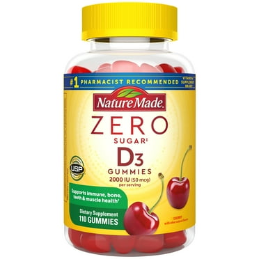 Nature Made Zero Sugar Vitamin D3 Gummies, Sugar Free Gummies, 120 Count