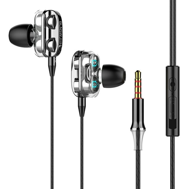 Auriculares con cable A4, controlador dual, puerto de 3,5 mm, graves, estéreo, deportivos, MABOTO Auricular con cable