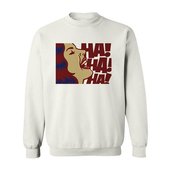 Pop Art Woman Laughing Sweatshirt Men -Image by Shutterstock, Male Large