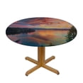 thumbnail image 3 of Orinice Sunset Lake Boat Round Table Cover Stain Resistant Washable Indoor Outdoor Tablecloth Kitchen Dining Wedding Parties Picnic Camping 100% Polyester Fiber 54-58, 3 of 8