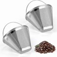 thumbnail image 1 of Reusable Stainless Steel Coffee Filters, 2-Pack, Cone Shape for Permanent Use, 1 of 5