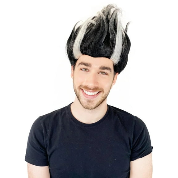 Superhero Doctor Mens Wig | Black White Cosplay Halloween Wig | Premium Breathable Capless Cap