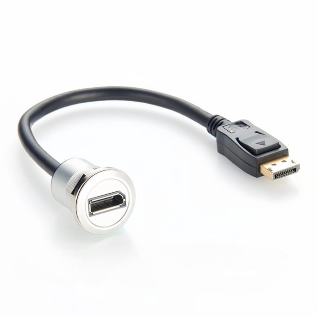 Generic Displayport 1.2 Male to Female Extension Cable 4K@60Hz DP to DP Flush Dash Panel Mount Converter Threaded Fixed for HDTV Audio
