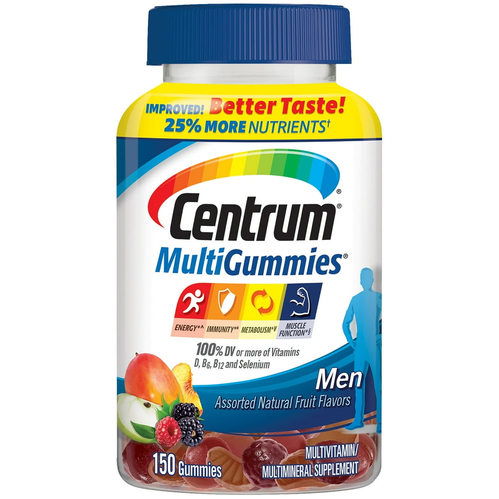 Centrum Multigummies Men's Multivitamin Supplement Gummies, Fruit