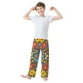 thumbnail image 2 of FORMRS Boys Pajama Pants with Pockets Size 13-14Y Kids Lounge Sleep Bottoms, Cartoon Flowers, 2 of 8