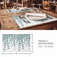 thumbnail image 3 of Placemats 1 Pack, Teal Green Eucalyptus Leaves Woven Placemat, Linen Place Mats for Kitchen/Dining Tables, Spring Plants Leaves Country Washable Table Mats for Party, 3 of 8