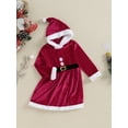 thumbnail image 3 of Suealasg Kids Girls Dress Christmas Clothes 1T 2T 3T 4T 5T Little Girls Plush Trim Belt Button Embroidery Hooded Long Sleeve Dress Christmas Party Princess Dress for Child Girls, 3 of 9