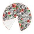 thumbnail image 2 of Daiia Roses Mixed Zebra 1 Drawing Merry Christmas Tree Skirt , Xmas Large Lace-up Tree Skirt, Santa Snowflakes Rustic Home Decorations New Year Party Farmhouse Decor-30", 2 of 7