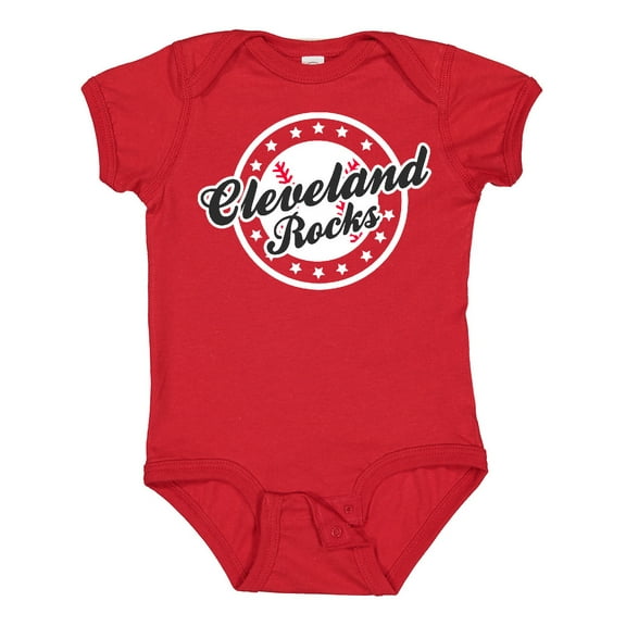 Inktastic Cleveland Rocks with Baseball in Circle and Stars Inversed Boys or Girls Baby Bodysuit