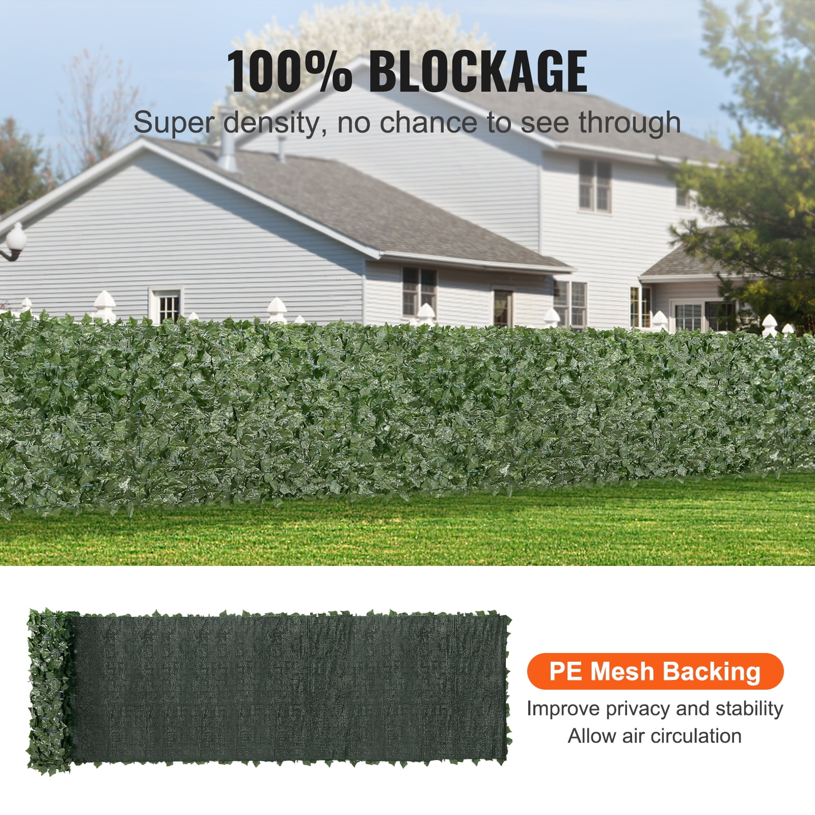 KFFKFF 39"x198" Artificial Faux Ivy Leaf Fence Screen with Mesh Cloth Backing