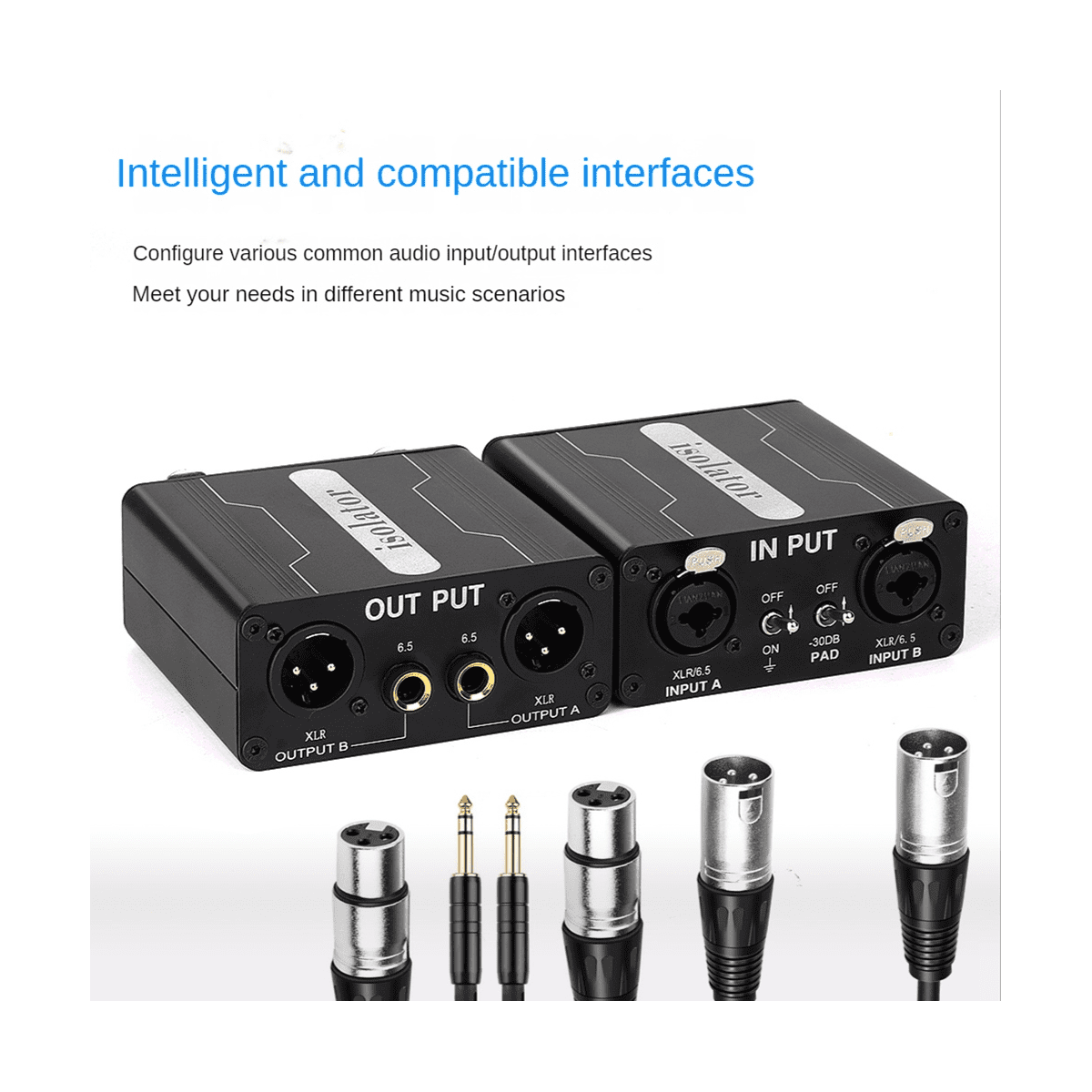 GX200 Audio Isolator Dual-Channel 6.5 XLR Mixer Audio Isolator Current Sound Noise Mixer Microphone Common Ground Filter