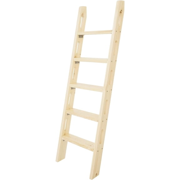 Wood Bunk Bed Ladder 57Inch Lofted/Dorm/RV Bed Bunkbed Ladders Wooden Step Ladder with 5 Wide Steps for Home Bedroom Dorm Hotel Load 100kg/220.46lbs