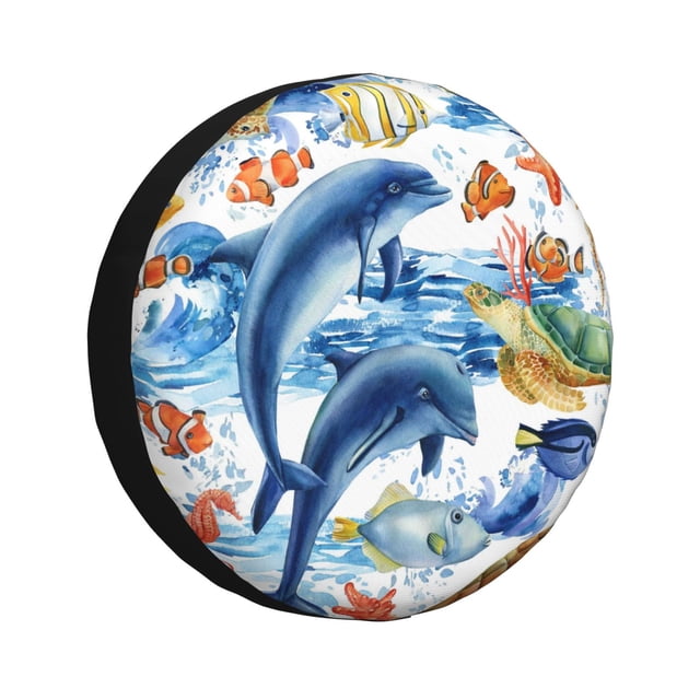 Fotbe Marine Animals Funda de Llanta de Repuesto con Estampado, Engrosada, Ajuste Universal para Jeep, Remolque, RV, SUV, Camión-17 inch