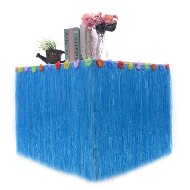 LYD Falda de mesa hawaiana de 9 pies de largo, decoración de fiesta de hibisco Luau, decoración de tema tropical LYD 1037791
