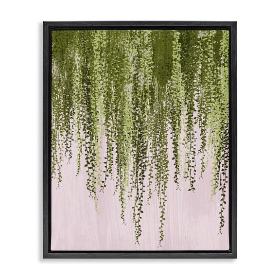 Stupell Industries Eclectic Willow Leaves on Pink Black Floating Frame Canvas Art, 17 x 21, by Grace Popp