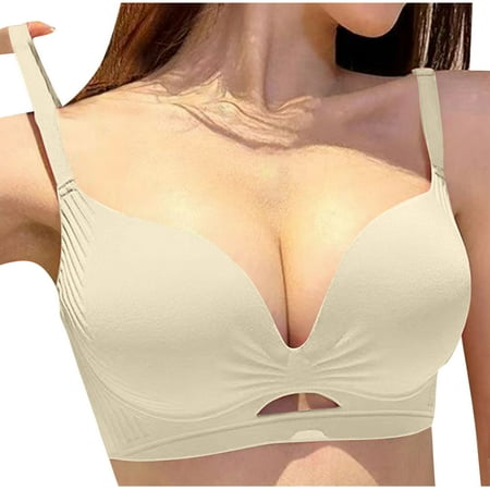 SMihono Push Up Bra for Women No Underwire Soft Support Wireless Seamless Adjustable Straps Comfort Everyday Wire Free Bralette White S US(4)