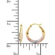 Brilliance Fine Jewelry 10K Rose Gold with Yellow and White Rhodium Plate Round Swirl Hoop Earrings