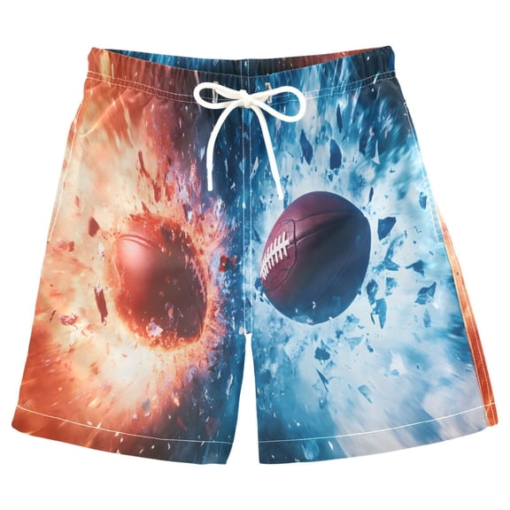 joogoo Kids Boys Swim Trunks Cool Footballs Rugby Beach Board Shorts Drawstring Swimsuit Kid Teen L