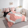 thumbnail image 3 of jejeloiu Modern Geometric Striped 7pcs Bedding Comforter Set,Pink White Gray Queen Bedding Sets For Girls Kids Reversible, 3 of 8