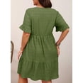 thumbnail image 5 of Cuteduck Womens Plus Size Dresses Short Sleeve Ruffle Hem Tiered Textures Babydoll Dress 0X-4X, 5 of 9