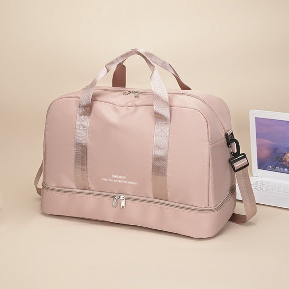 Branded large capacity travel bags quality duffle bags handbag waterproof crossbody clothing storage bags Essential for vacation light pink