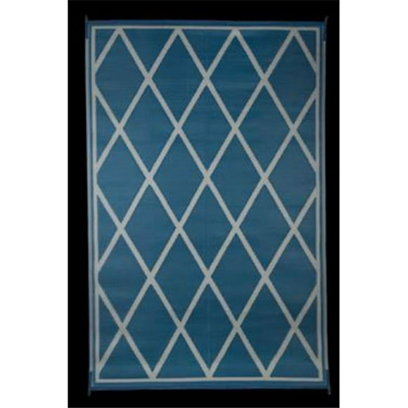 8 x 20 ft. Reversible RV Outdoor Patio Mat&#44; Blue & Ivory